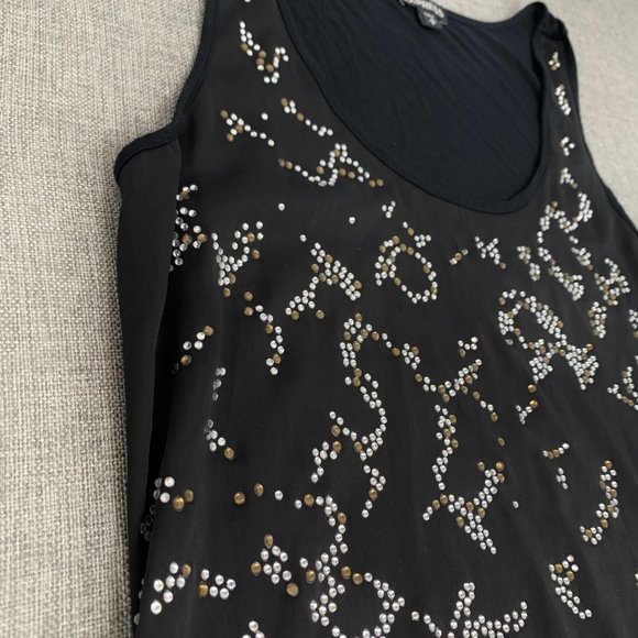 Express Sequin Black Tank Top Evening Part‎ Wear Small Round Neck Sleeveless - Picture 4 of 10